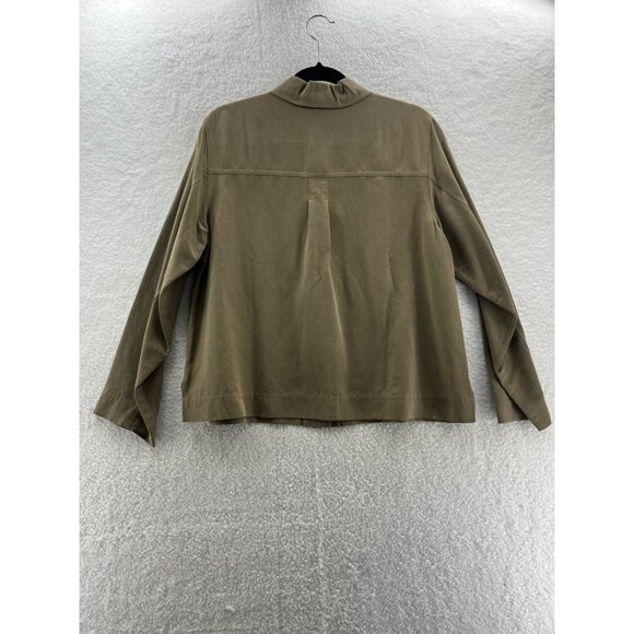 Sigrid Olsen Womens Button Front Shirt Green Long Sleeve Collared Pockets L - Picture 2 of 8